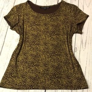 Brown patterned s/s Top - M